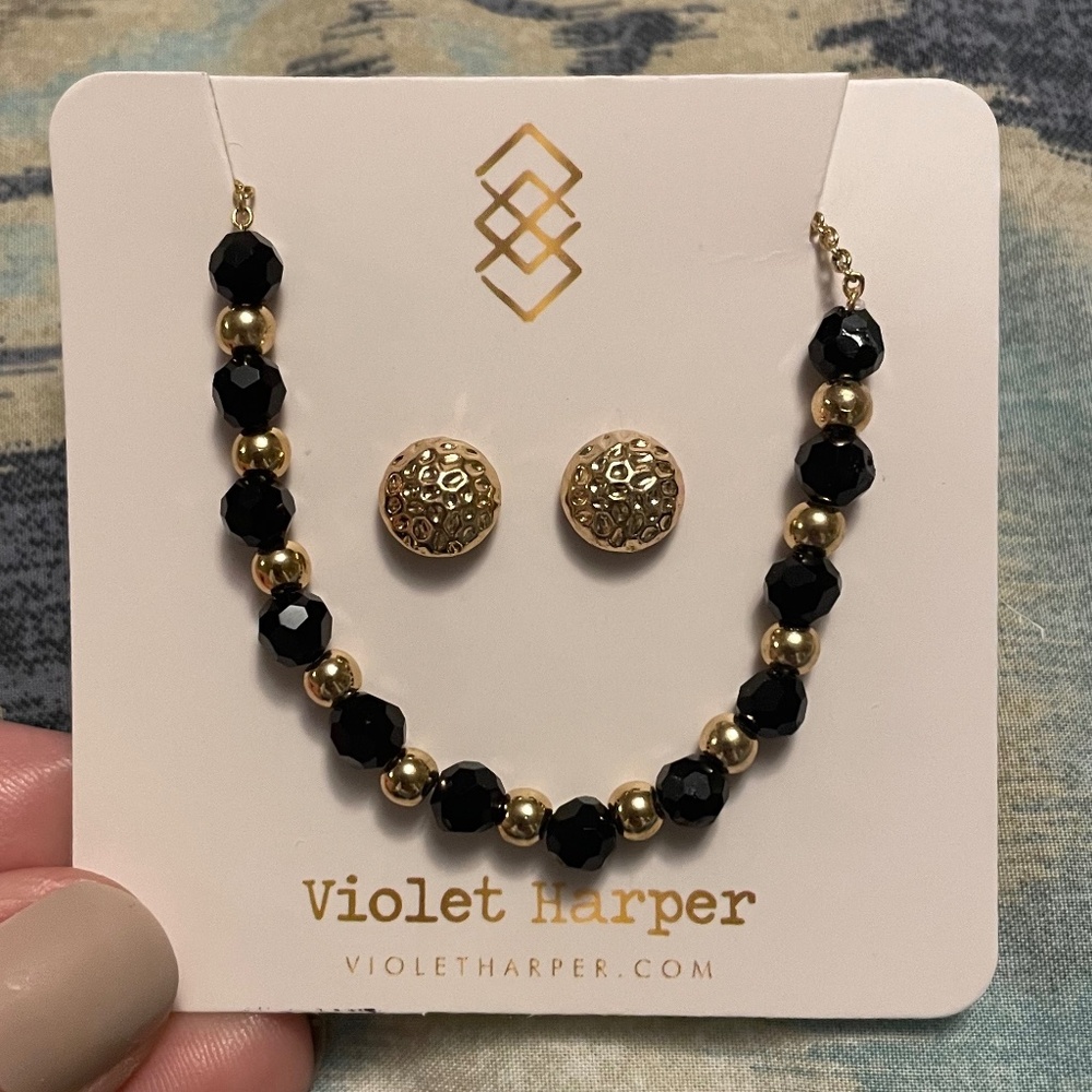 Violet Harper Morgan Gold-Plated Beaded Bracelet & Earrings Set